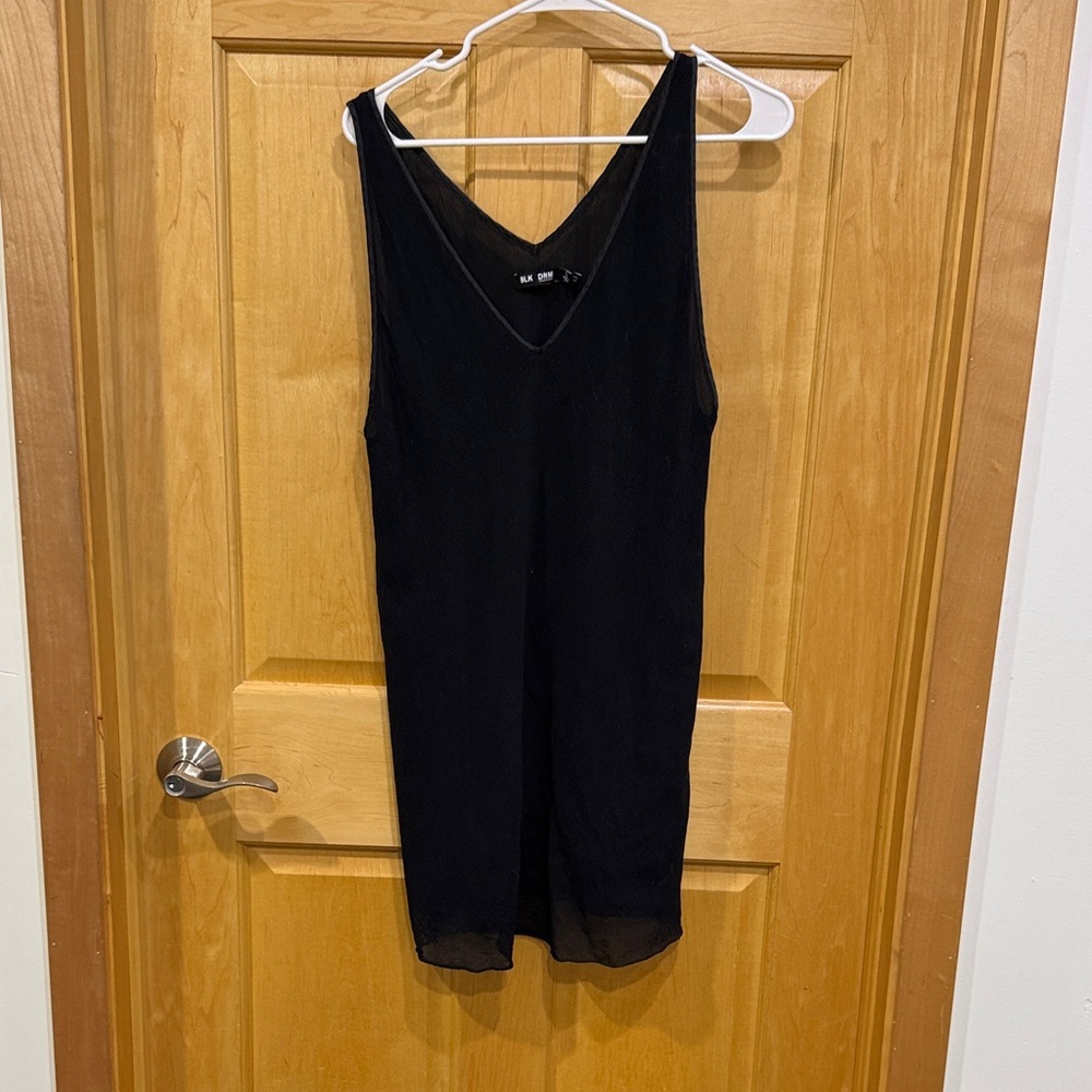 BLK DNM black V-Neck Mesh Detail Dress size L